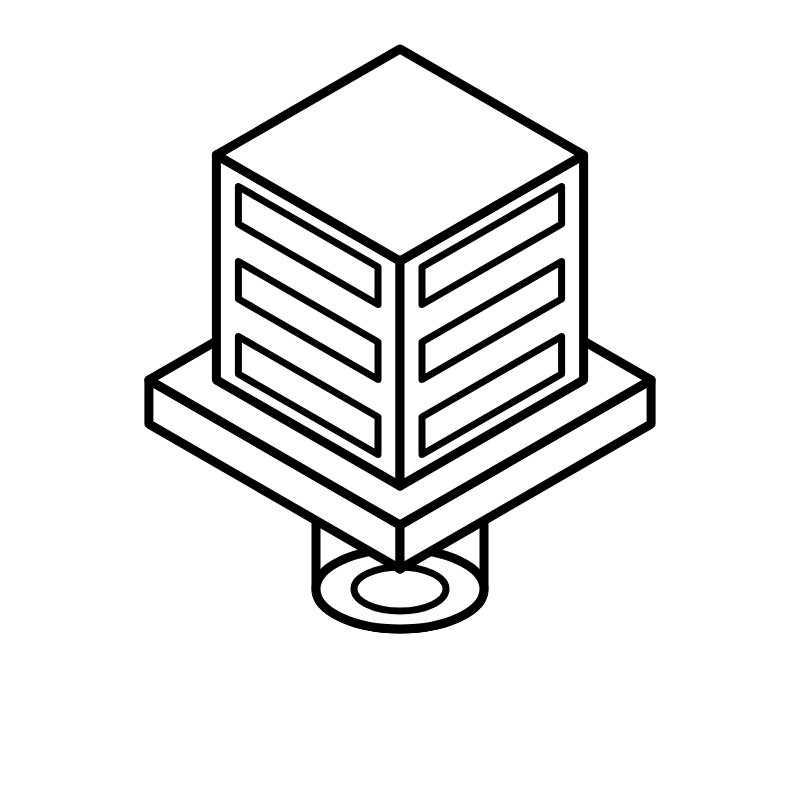 AluCube castor socket — black, line drawing