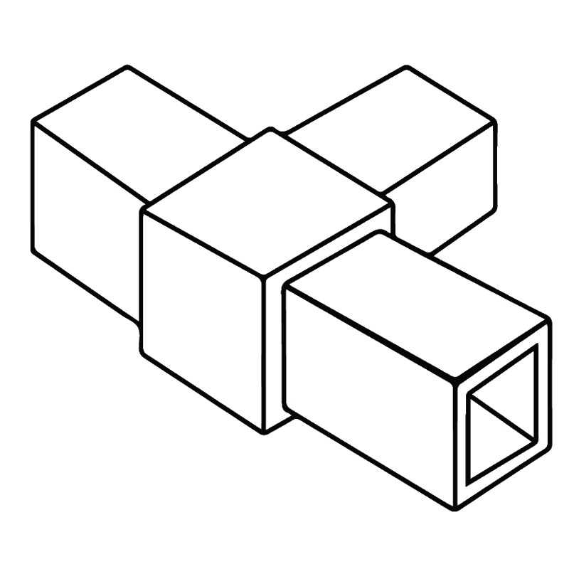 Qubelok 3 Way Flat Connector Black diagram