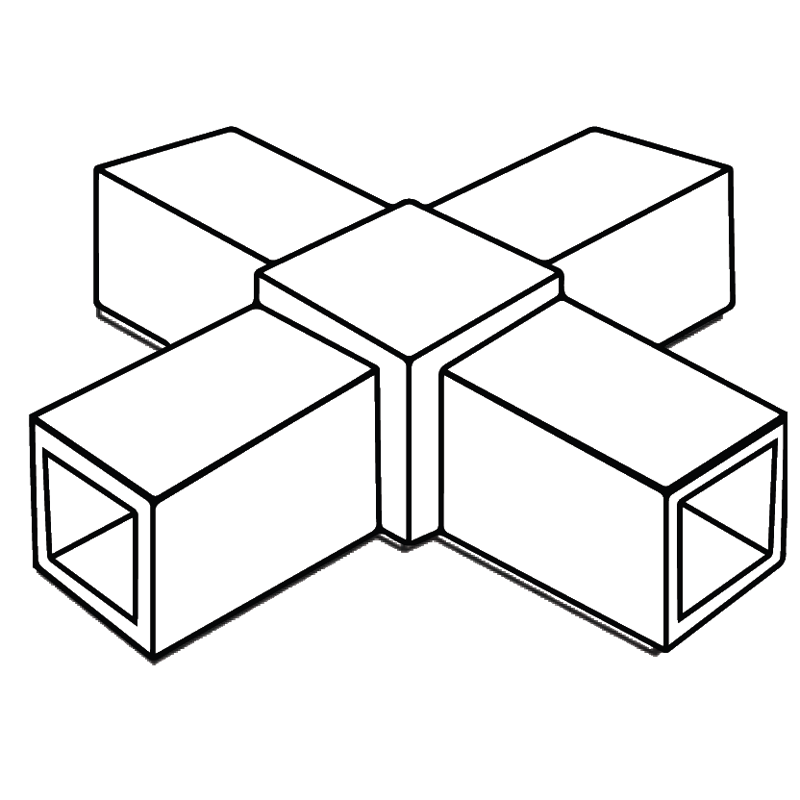 Qubelok 4 Way Flat Connector Black diagram