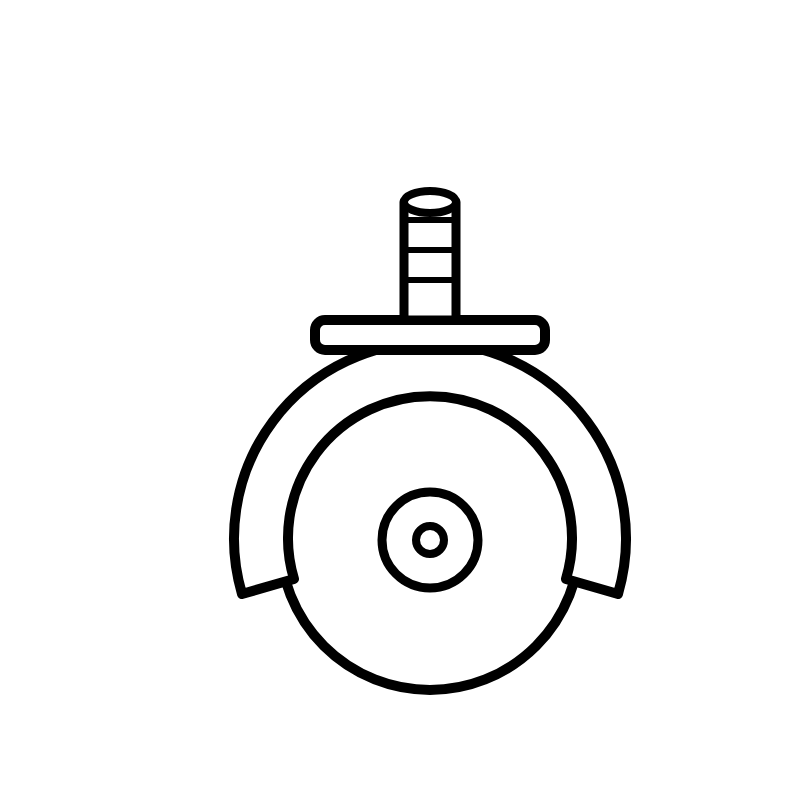 AluCube castor wheel — black, line drawing