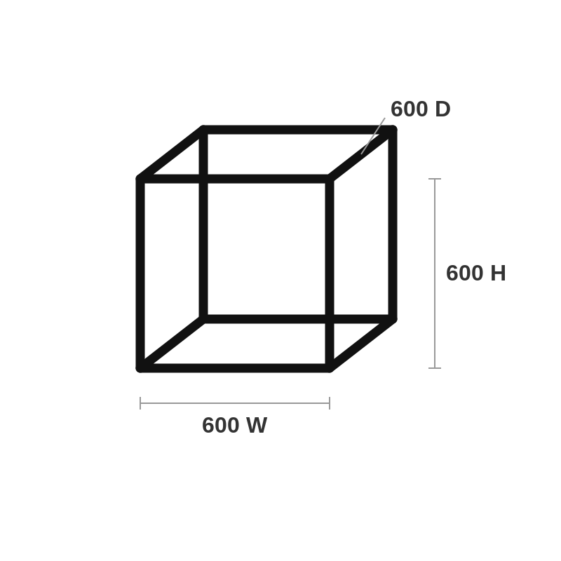 Qubelok cube shelf kit 600mm diagram